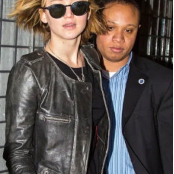 Isabel Marant Bacuri Distressed Leather Jacket As seen on Jennifer Lawrence - Picture 1 of 5